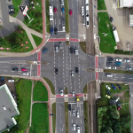Drohnenaufnahme eines Kreuzungsbereiches aus dem Jenaer Straßennetz