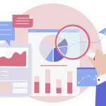 In verschiedenen Teilen eines Bildes (bspw. bei Diagrammen und Graphen) werden die Informationen und Daten mit einer Lupe untersucht.