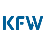 Logo der KFW Bank, Die Buchstaben K F W in blauer Schrift