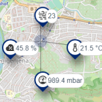 Auszug der Ansicht der Sensorwerte des Webclient für Sensordaten der WAJ