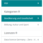 Auszug der Filterung der Datensätze aus der Startseite der WISSENsAllmende Jena