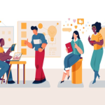 Verschiedene Personen diskutieren und tauschen sich aus über neue Ideen.