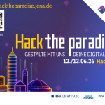 Werbung für Hackathon 2026 mit verschiedenen Icons.