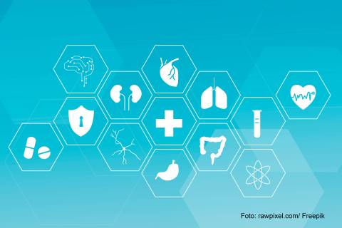 Bild zeigt Icons mit Bezug zum Thema Gesundheit.