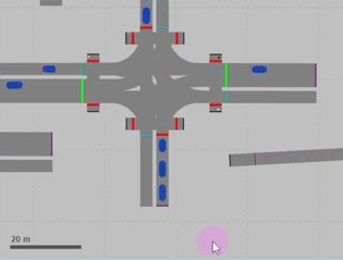 Simulation eines Kreuzungsbereiches aus dem Jenaer Straßennetz