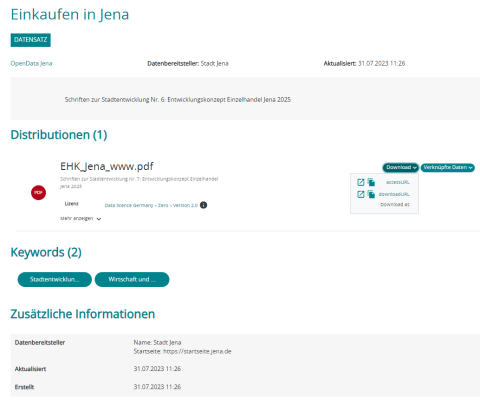 Auszug aus dem Katalog OpenData Jena der WISSENsAllmende Jena