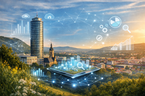 Jena mit Vebrindungslinien