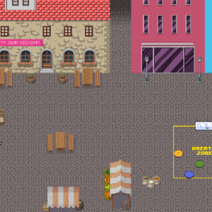 Der Marktplatz von Jena mit Blick auf die Ratszeise. Grafisch gestaltet in einer Retro Computerspiel Optik.